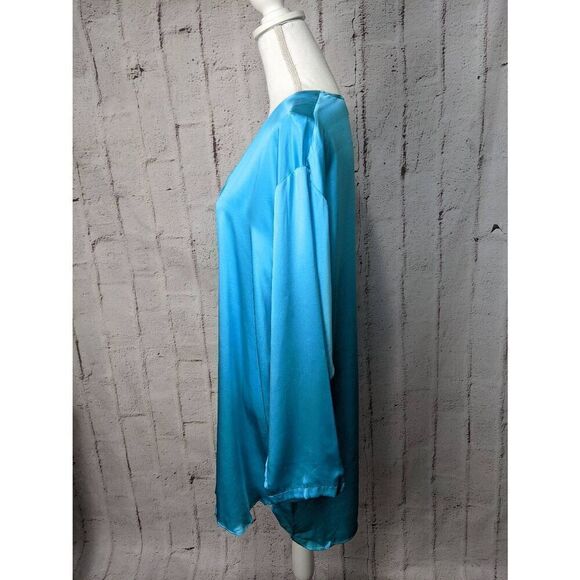 Victorias Secret Gold Label Sz L 100% Silk Button Night Shirt Gown Blue Vintage - Picture 3 of 8